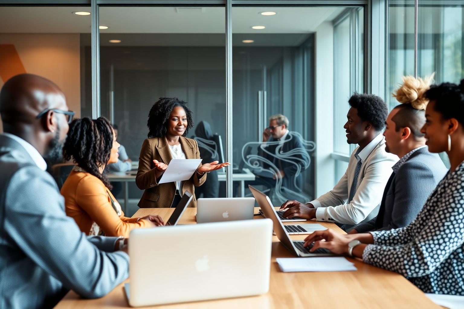 Alinta team in a glass-walled meeting room